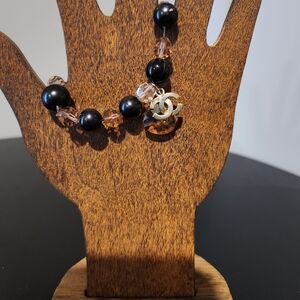 Elegant Black and Gold Beaded Bracelet